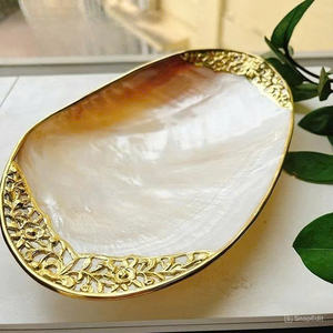 Plato decorativo de nácar hecho a mano, plato de concha marina Natural, bandeja de joyería de lujo, regalo ecológico para decoración del hogar - Product Image 4