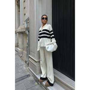 Conjunto de Pantalones y Suéter de Punto a Rayas Cerly Casual 9977 con Característica Transpirable - Product Image 5