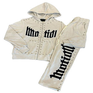 Chándales Deportivos con Capucha para Hombre, Venta Caliente, Logotipo Personalizado, Alta Calidad, 100% Algodón Orgánico, Estampado con Pedrería - Product Image 1