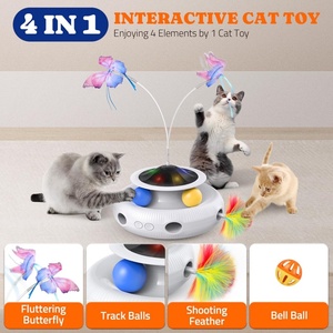 Jouets interactifs automatiques d'intérieur pour chatons avec balles à papillons flottants et <span class=keywords><strong>plumes</strong></span> à effaroucher - Product Image 2