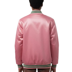 แจ็คเก็ตบอมเบอร์ผ้าซาตินสีชมพูเขียวสำหรับผู้หญิง ยี่ห้อ GREEK AKA แบบสั่งทำพิเศษ แจ็คเก็ตบอมเบอร์ปักลายถักนิตติ้งระบายอากาศได้ดีสำหรับผู้หญิง - Product Image 2