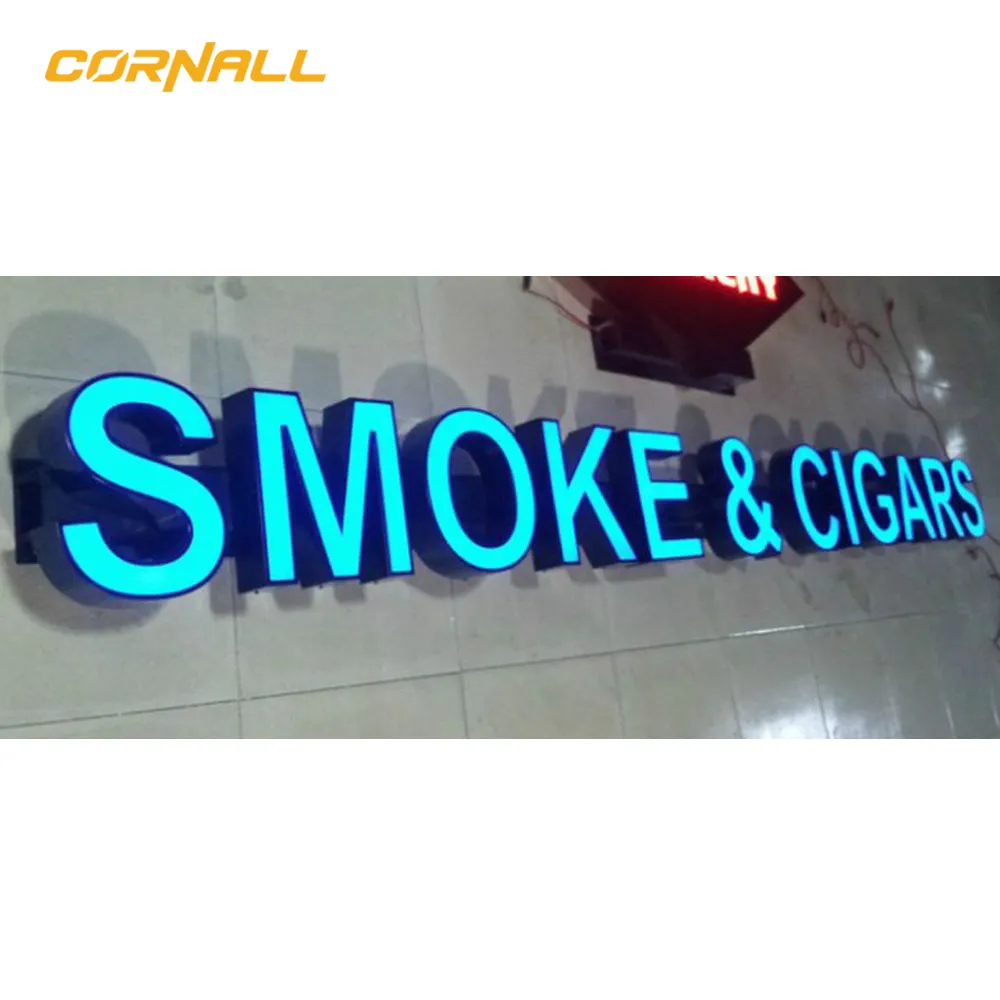 Panneau de bureau 3D lettre LED, Logo de magasin de fumée, acrylique métal, lettre de canal, enseigne publicitaire