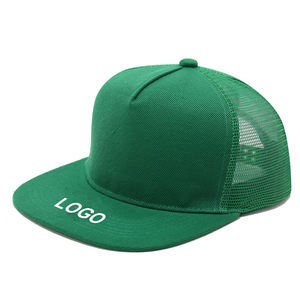 Sombreros personalizados, gorra deportiva de Hip Hop, gorra de béisbol de malla de ala plana de 5 paneles bordada en blanco con logotipo personalizado - Product Image 1