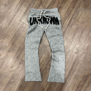 ผู้ผลิตเสื้อผ้าบุรุษแบบสั่งทำ กางเกงไหมพรมถักนุ่ม สัมผัสนุ่มสบาย แฟชั่นสีดำ ผ้าถักขนฟูแบบโมแฮร์ - Product Image 2