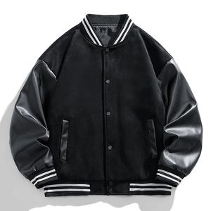 Chaqueta Universitaria Nueva de Primavera y Otoño, Estilo Americano, Alta Calidad, Tallas Estadounidenses, Chaqueta Deportiva Unisex de Talla Grande con Mangas de Cuero - Product Image 2