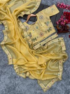 Designer exclusivo Saree lindos grânulos Katdana e lantejoulas trabalho Saree para o desgaste do partido e do casamento da Índia