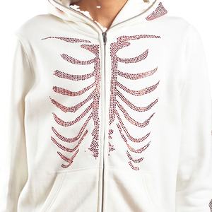 Sweat à capuche vintage pour homme de haute qualité avec logo en strass, personnalisable, fermeture éclair crochetée, 100% coton, approvisionnement ODM - Product Image 6