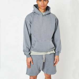 Vêtements personnalisés en gros 100% coton en rose Ensemble sweat-shirt et short pour homme Deux pièces Ensemble court - Product Image 3