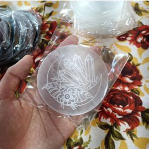 Meilleure qualité Offre Spéciale plaque de charge de sélénite naturelle cristaux gravés papillon phase de lune cristal guérison charge Stat - Product Image 5