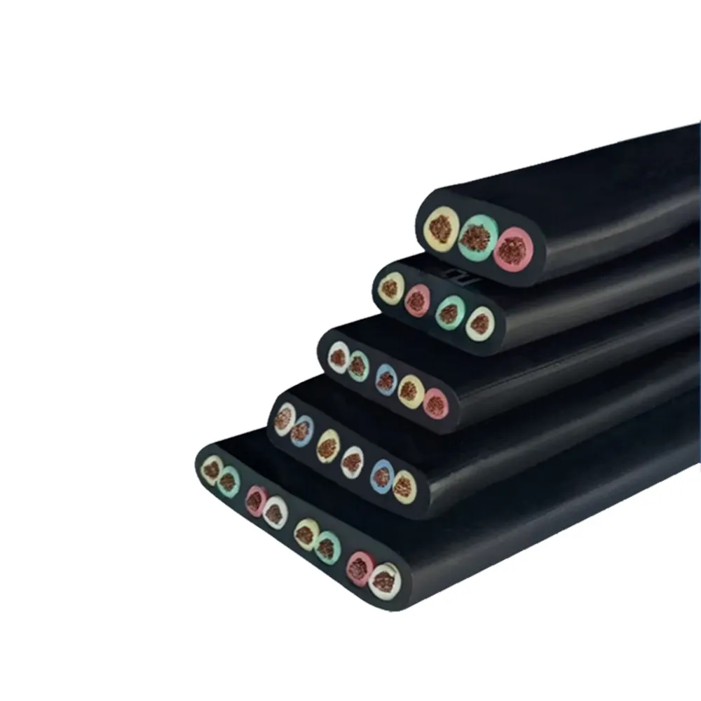 Wear-resistant Flex Multi Core Elevator Flexible Rubber Flat Cable For Crane