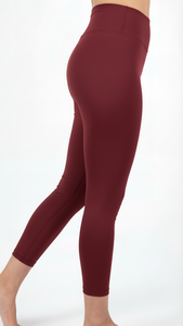 <b>Women</b> High Waist Garnet <b>Red</b> Gym <b>Leggings</b> Custom OEM Compression Yoga Pants Fitness Activewear - Product Image 4