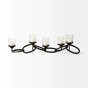 Farmhouse Style Forged Metal and Glass Votive Holder for Christmas and Easter <b>Mantel</b> and <b>Fireplace</b> Decor - Product Image 5