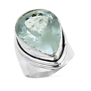 Bague pour femme en argent 925 avec aigue-marine, bijou élégant en pierre précieuse - Product Image 2