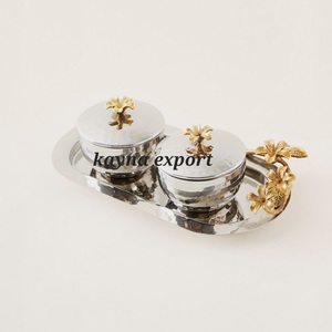 Stainless 304 Metal Polished Set of 3 Eco-Friendly Modern Luxury Party Snacks <b>Nuts</b> & Dates Serving Bowl - Product Image 4