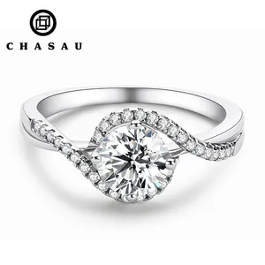 Best Selling Fashion Women Jewelry Classic Design 6.5mm 1ct Moissanite 925 Sterling Silver Ring For Wedding Engagement Gift