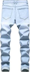 Pantalones vaqueros rasgados desgastados para hombre de talla grande, transpirables, hechos a medida, acampanados, pantalones vaqueros para niños, ropa de calle personalizada - Product Image 2