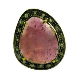 Bague Cocktail Morganite pour Femme en Argent 925, Forme Goutte d'Eau, Sertissage Pavé, Style Vintage, Usage Quotidien - Product Image 2