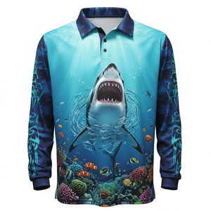 Camiseta Polo de Pesca de Manga Larga, 100% Poliéster, Alta Calidad, UPF50, Transpirable, de Secado Rápido, que Absorbe la Humedad - Product Image 1