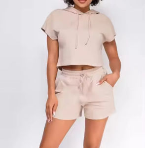 ชุดสเวตเตอร์และเสื้อมีฮู้ดสำหรับผู้หญิงสำหรับฤดูหนาวชุดครอปแขนยาวเสื้อทรงสั้นประดับลูกไม้ชุดจ๊อกกิ้ง - Product Image 4