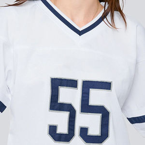 Tops Cortos Cuadrados Personalizados para Mujer, Talla Grande, Transpirables, de Malla de Poliéster, Estilo Retro de Fútbol Americano - Product Image 4