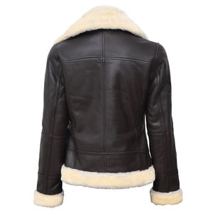 Veste de moto en cuir véritable de haute qualité pour femmes, doublée de fourrure, vêtement d'extérieur d'hiver avec col à capuche, logo personnalisé, fonction lumineuse - Product Image 3