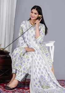 สูทอัฟกานิสถานผ้าฝ้ายแท้พิมพ์ลายดอกไม้ดีไซน์ใหม่สำหรับงานแต่งงานงานปาร์ตี้และชุดใส่กลางแจ้งจากผู้จำหน่ายอินเดีย - Product Image 6