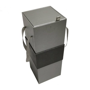 Grey Rigid Gift <b>Box</b> With Handle And Ribbon Rectangle Shape For Craft And <b>Present</b> Packaging - Product Image 5