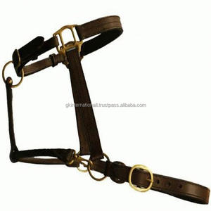 Licou de cheval en cuir de Havana marron à Double couture dans toutes les tailles personnalisées avec accessoires réglables en laiton solide, vente en gros - Product Image 5