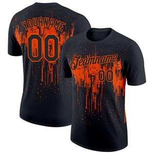 Chemises directes en gros Engro Sportswear industry T-shirt d'art éclaboussant de conception de motif 3D noir orange personnalisé - Product Image 1