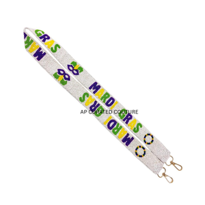 Sangle de sac à main perlée à la main à la mode ceinture d'épaule en coton réglable mode Mardi Gras colorée - Product Image 6