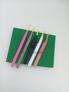 แหนบต่อขนตาปลอมทำจากสเตนเลสทนทานปลายนาโนทำจากเส้นใยเคลือบสีทองแบบกำหนดได้เอง - Product Image 3