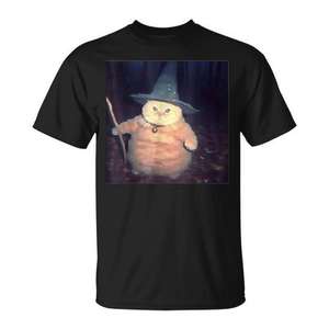 T-shirt unisexe pour adulte Wizard Cat Halloween Meme, col rond, manches courtes, impression numérique, promotionnel - Product Image 1