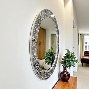 Modern Industrial Design Handmade Eco-Friendly Glass Shaped <b>Mosaic</b> Wall <b>Mirror</b> Blue Stone Sea Shell for Home Decoration Wedding - Product Image 3