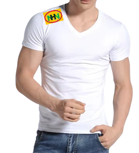 High Quality Polyester/Cotton Men Blank Breathable V-Neck <b>T</b>-<b>Shirts</b> Custom Printing Logo <b>Muscle</b> <b>Fit</b> White <b>T</b>-<b>shirt</b> Bangladesh - Product Image 4