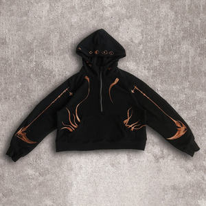 Sweat-shirt zippé à col roulé d'hiver décontracté personnalisé pour femmes sweat à capuche court à la mode avec logo imprimé sur le devant vêtements de sport chauds - Product Image 1