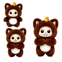 Peluche Costume de Chat Rose avec Nœud Décoratif, Détail Ventre Blanc et Rouge, Matériaux Mixtes, Jouet Mignon Rembourré, Cadeau pour Enfants, Jouet Kawaii, Poupée en Vinyle
