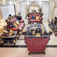 Luxuriöses Gestepptes Traditionelles Europäisches Chesterfield Villa-Sofa-Set Maßgefertigt Schwarz Grau Teakholz Wohnzimmermöbel Australien