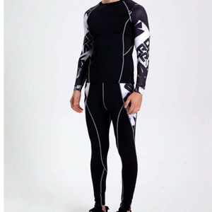 Vêtements de sport pour hommes, vêtements d'entraînement, ensemble de yoga, combinaison de compression côtelée, 2 pièces, nouvel arrivage 2024 - Product Image 2