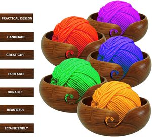 Bol en fil de bois teinté foncé tendance du fabricant Design classique pour travaux d'aiguille à tricoter et crochet - Product Image 4