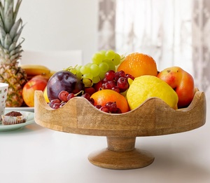 Frutero de madera con pies, decoración de mesa de centro hecha a mano para cocina o mesa de comedor, bandeja de frutas, tamaño personalizado, color madera Natural - Product Image 3