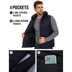 Gilets matelassés légers et chauds pour hommes, faible MOQ, avec logo personnalisé, sans manches, grande taille, haute qualité, prix bas - Product Image 4