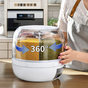 Réservoir de stockage de céréales de cuisine moderne, en plastique de qualité alimentaire, moulé par injection, à plusieurs compartiments, avec couvercle hermétique, résistant à l'humidité - Product Image 4