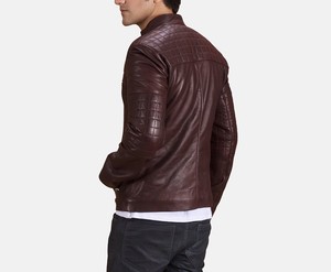 Chaqueta de invierno para hombre de diseño superior con cuello levantado manga completa 100% cuero de alta calidad personalizable precio razonable - Product Image 3