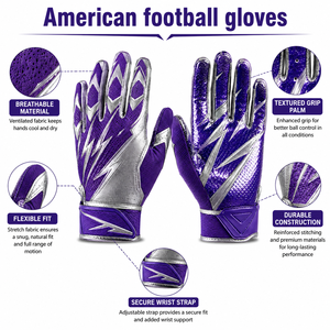 Guantes de Fútbol Americano para Receptor, Ofrecen Control de Balón Mejorado, Construcción Flexible y Ajuste Cómodo para Receptores y Jugadores de Habilidad - Product Image 6