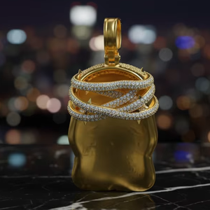 <b>Mascot</b> Pendant Handcrafted in 925Two Tone Gold Featuring Full Micro Pave Set Diamonds with High Polish Metal Accents and Large - Product Image 3