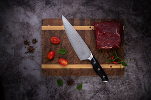 Venta al por mayor personalizado de alta calidad OEM ODM servicio profesional japonés Acero inoxidable Damasco cocina Chef cuchillo fijo hoja afilada - Product Image 3