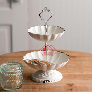 Cúpula de cristal con Base de metal con acabado blanco Bandeja para servir en el desierto Venta caliente Hotel de lujo y restaurante Cúpula para servir pasteles - Product Image 2