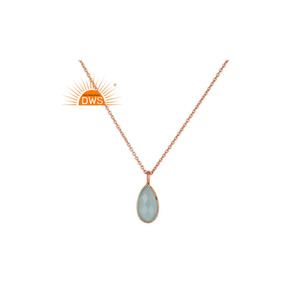 Collar con Colgante de Plata de Ley 925 con Calcedonia Natural Aqua, Última Moda 2026, para Fabricantes de Joyería de Diseño Personalizado - Product Image 1