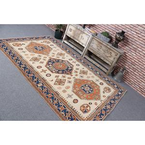 Alfombra Turca Vintage, Alfombra de 5.3x8.2 pies, Alfombra con Estampado Animal Azul y Naranja - Product Image 4