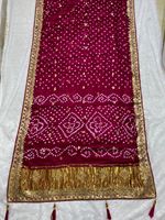 Sari ethnique en soie Gaji avec broderie multi-paillettes de 3 mm, motif uni, extensible et écologique